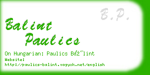 balint paulics business card